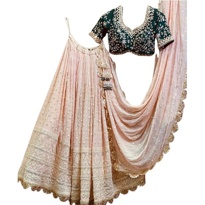 Flat-lay example: lehenga and blouse laid flat